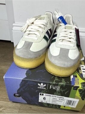 adidas Samba Kith Clarks Cream, Gray & Green Low-Top Sneakers